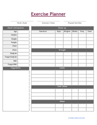 &quot;Exercise Planner Template&quot;