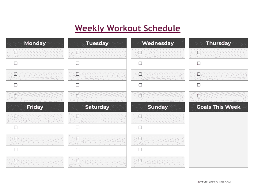 Weekly Workout Schedule Template Preview