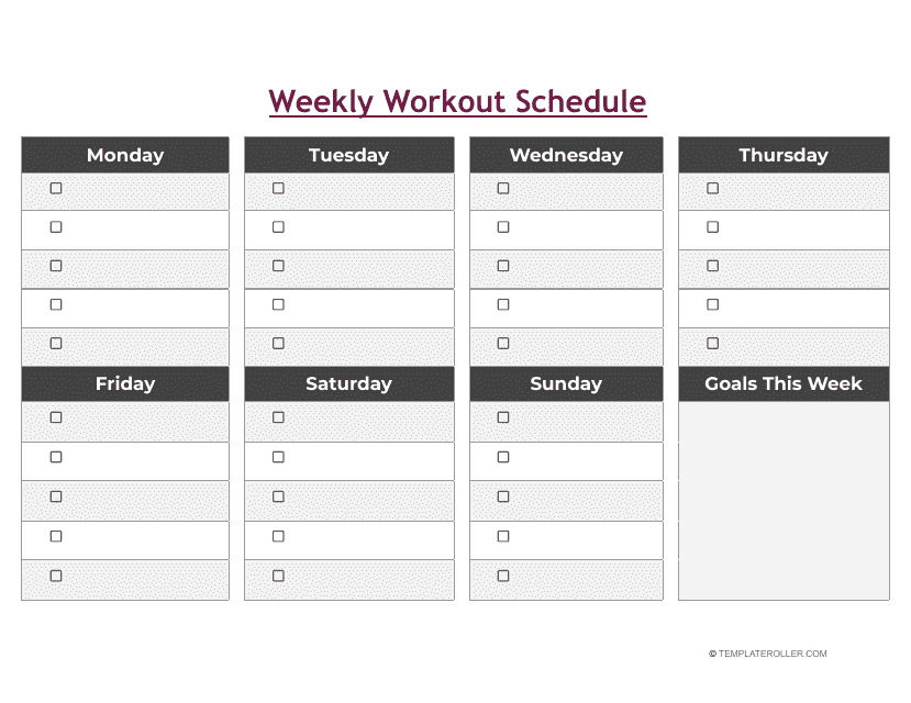 Weekly Workout Schedule Template Download Printable PDF Templateroller