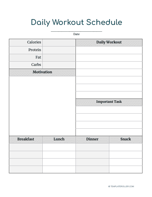 Daily Workout Schedule Template Download Printable PDF | Templateroller