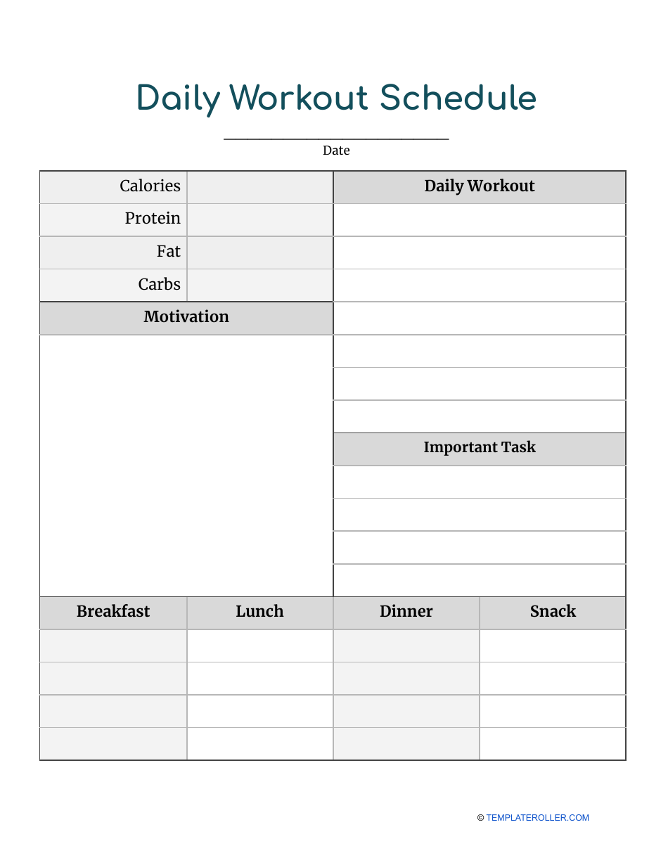 Daily Workout Schedule Template Image Preview