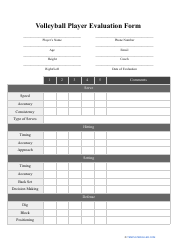 &quot;Volleyball Player Evaluation Form&quot;