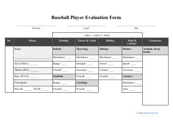 Document preview: Baseball Player Evaluation Form