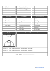 Basketball Player Evaluation Form, Page 2