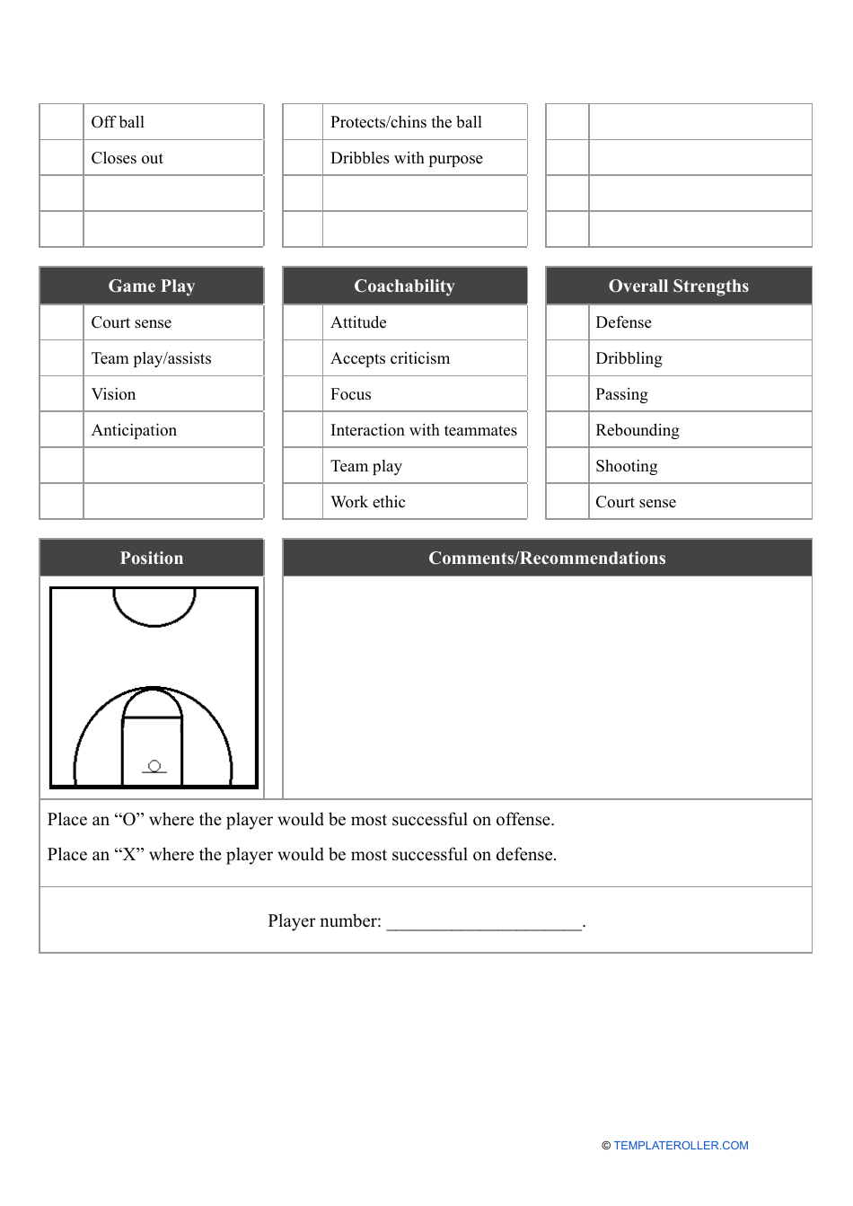 Basketball Player Evaluation Form - Fill Out, Sign Online And Download ...