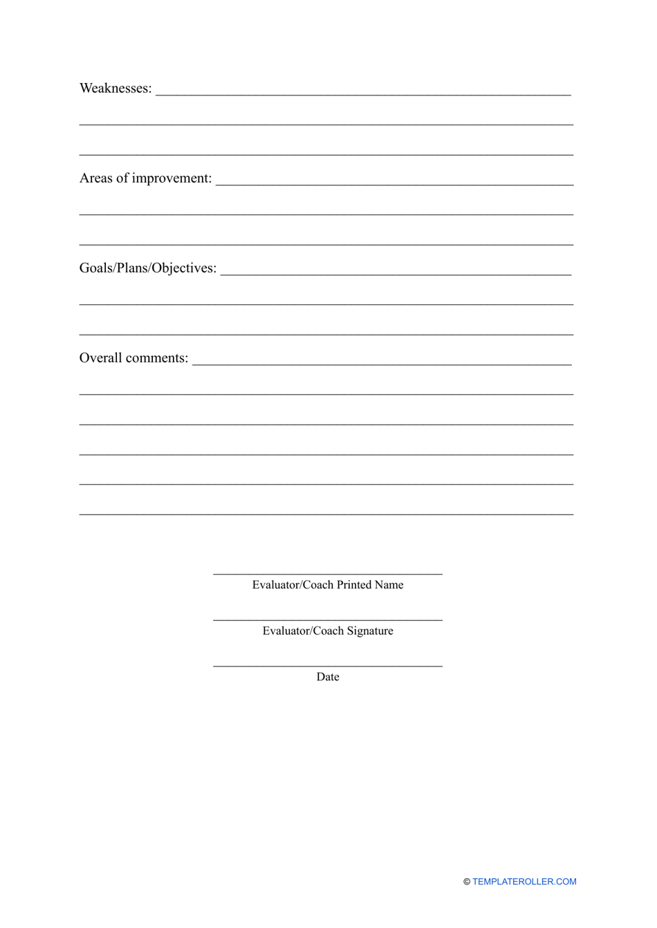 Soccer Player Evaluation Form, Page 3