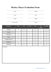 Hockey Player Evaluation Form