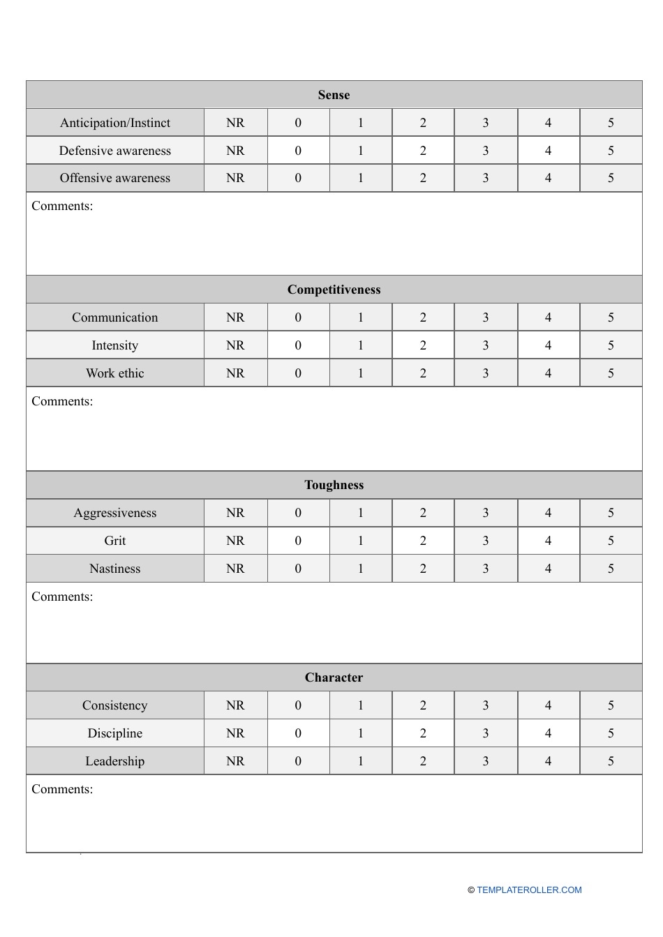 Hockey Player Evaluation Form Fill Out, Sign Online and Download PDF