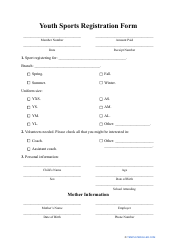 Youth Sports Registration Form