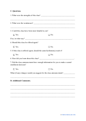Class Evaluation Form, Page 2