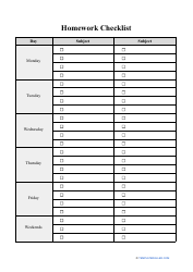 Document preview: Homework Checklist