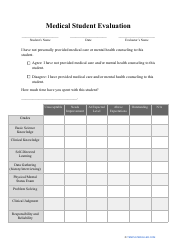 Document preview: Medical Student Evaluation Form