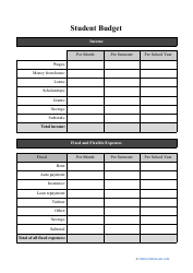 Document preview: Student Budget Template