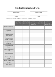 Document preview: Student Evaluation Form - Table