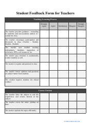 Document preview: Student Feedback Form for Teachers