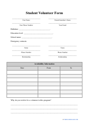 Student Volunteer Form