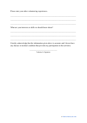 Student Volunteer Form, Page 2