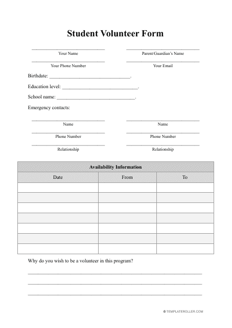 Student Volunteer Form
