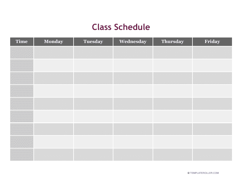 Class Schedule Template Download Pdf