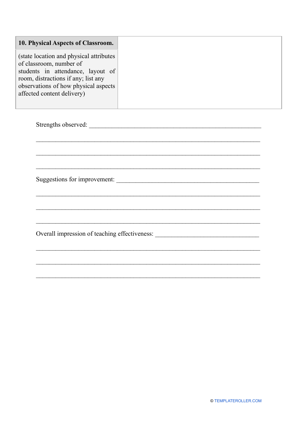 Classroom Observation Form - Big Table, Page 3