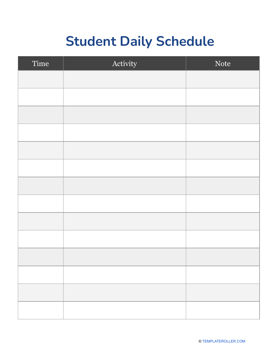 Student Daily Schedule Template, Page 1