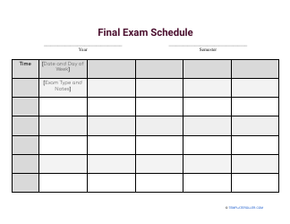 Final Exam Schedule Template
