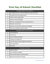 Document preview: First Day of School Checklist