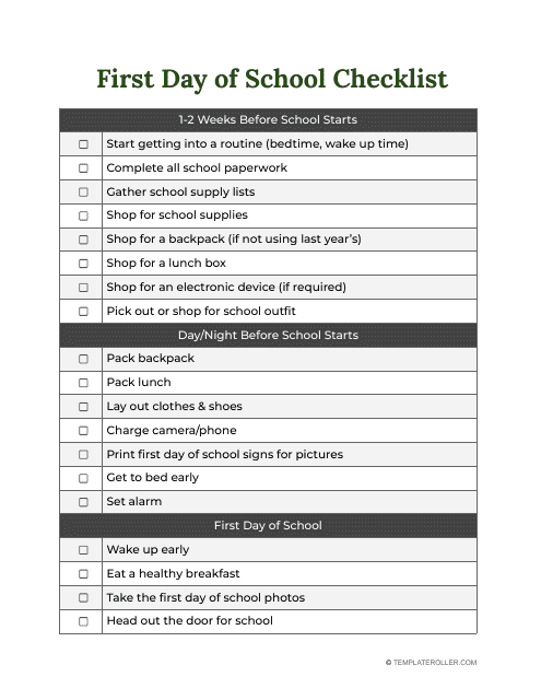 First Day of School Checklist - A Comprehensive guide to prepare for the first day of school.