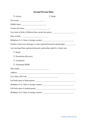 Marriage License Application Template, Page 2