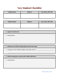 New Student Checklist