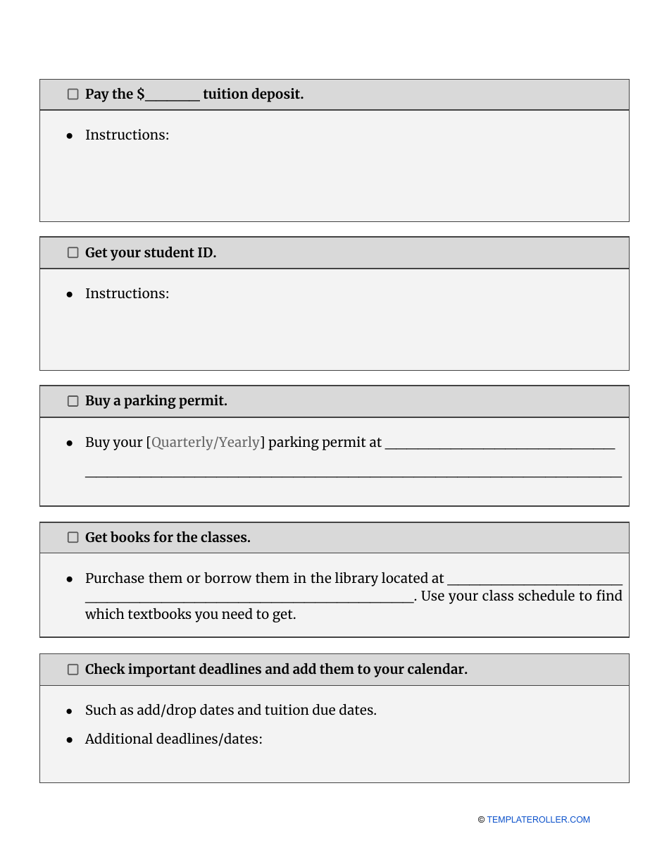 New Student Checklist Download Printable PDF | Templateroller