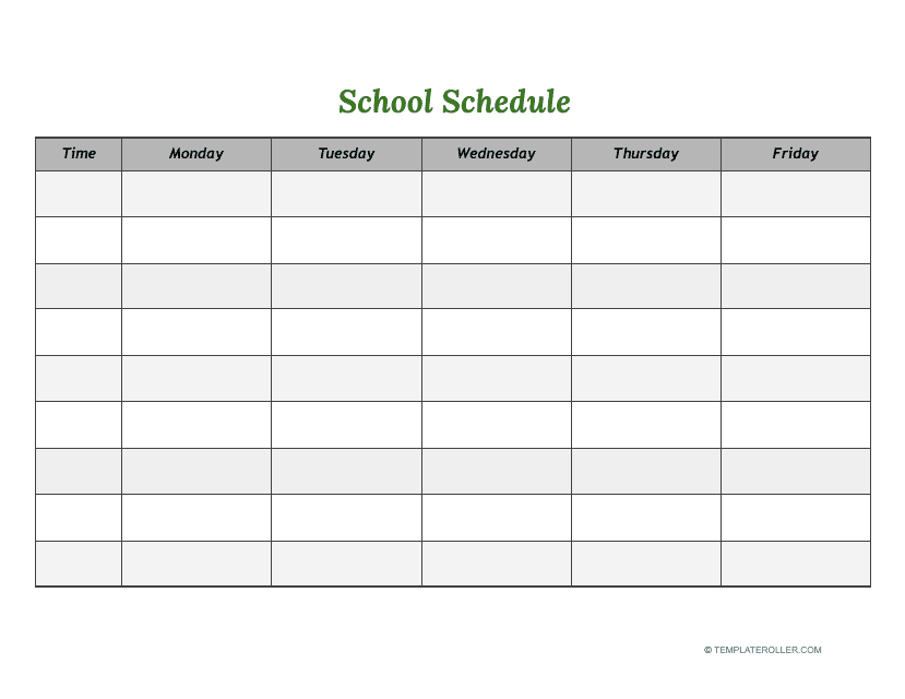 School Schedule Template Download Pdf