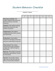 Document preview: Student Behavior Checklist