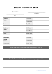 Document preview: Student Information Sheet