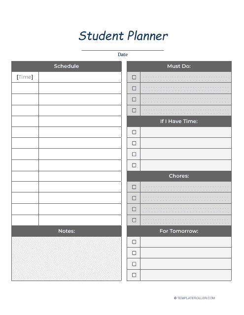 Student Planner Template Download Printable PDF | Templateroller