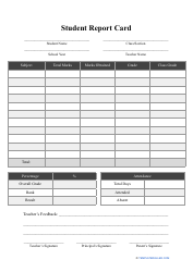 Document preview: Student Report Card Template - Big Table