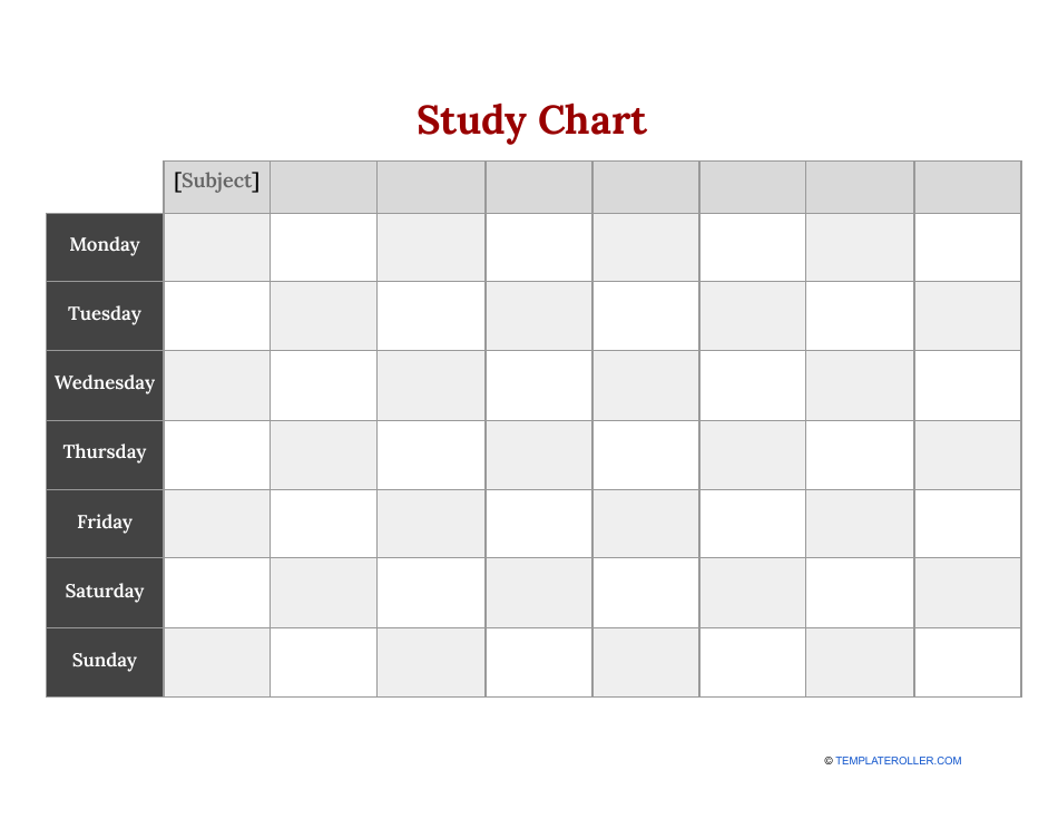 Study Chart Template Grey Download Printable PDF Templateroller