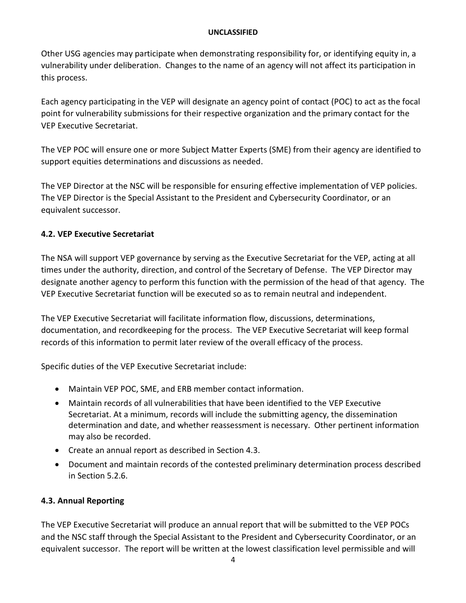 Vulnerabilities Equities Policy and Process, Page 4