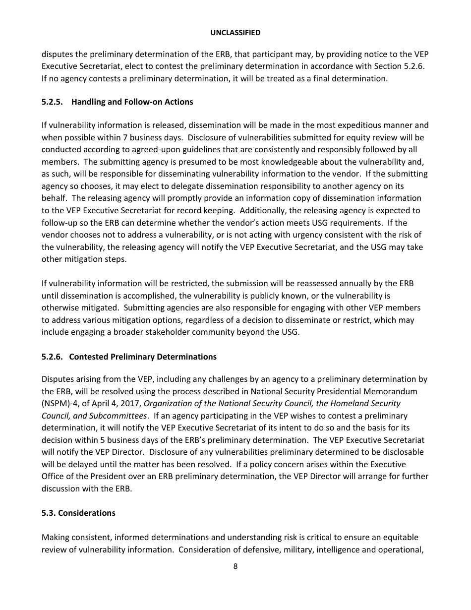 Vulnerabilities Equities Policy and Process, Page 8