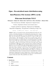 Document preview: Opus - Decentralized Music Distribution Using Interplanetary File Systems (Ipfs) on the Ethereum Blockchain V0.8.3 - Bokang Jia, Chenhao Xu, Rehan Gotla, Sam Peeters, Reese Abouelnasr, Mateusz Mach