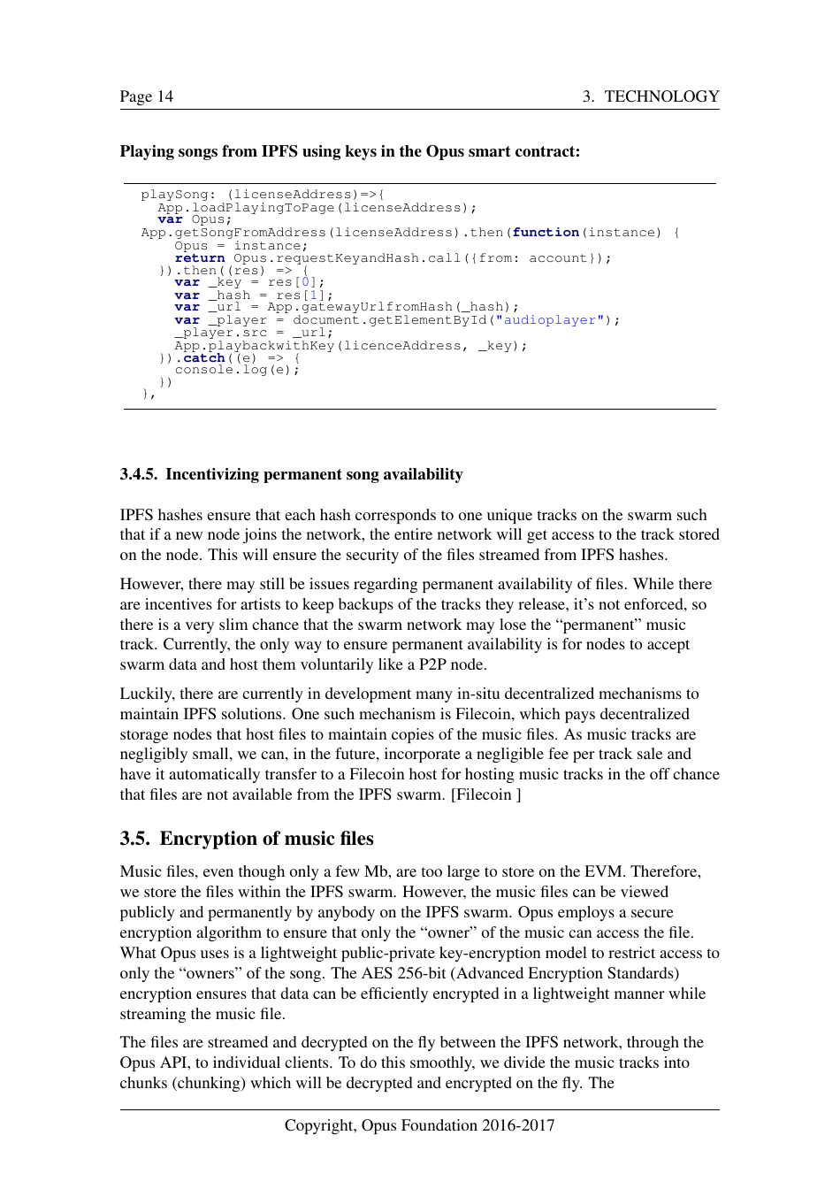 Opus - Decentralized Music Distribution Using Interplanetary File Systems (Ipfs) on the Ethereum Blockchain V0.8.3 - Bokang Jia, Chenhao Xu, Rehan Gotla, Sam Peeters, Reese Abouelnasr, Mateusz Mach, Page 14