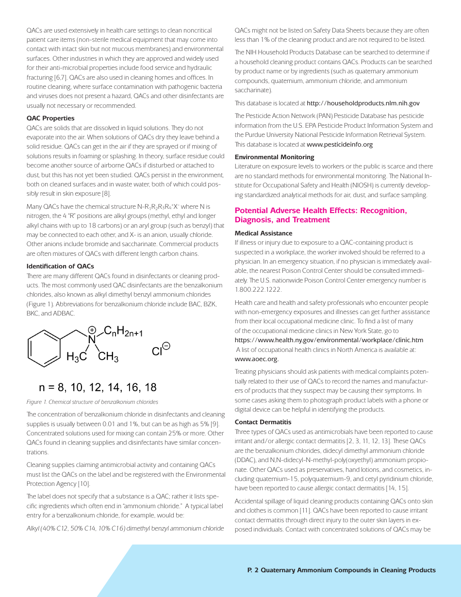 Quaternary Ammonium Compounds in Cleaning Products: Health  Safety Information for Health Professionals, Page 2