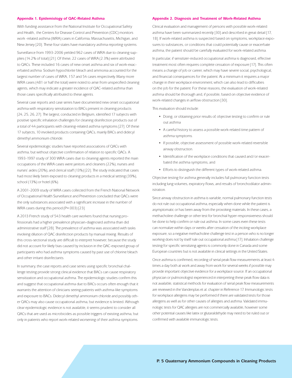Quaternary Ammonium Compounds in Cleaning Products: Health  Safety Information for Health Professionals, Page 5