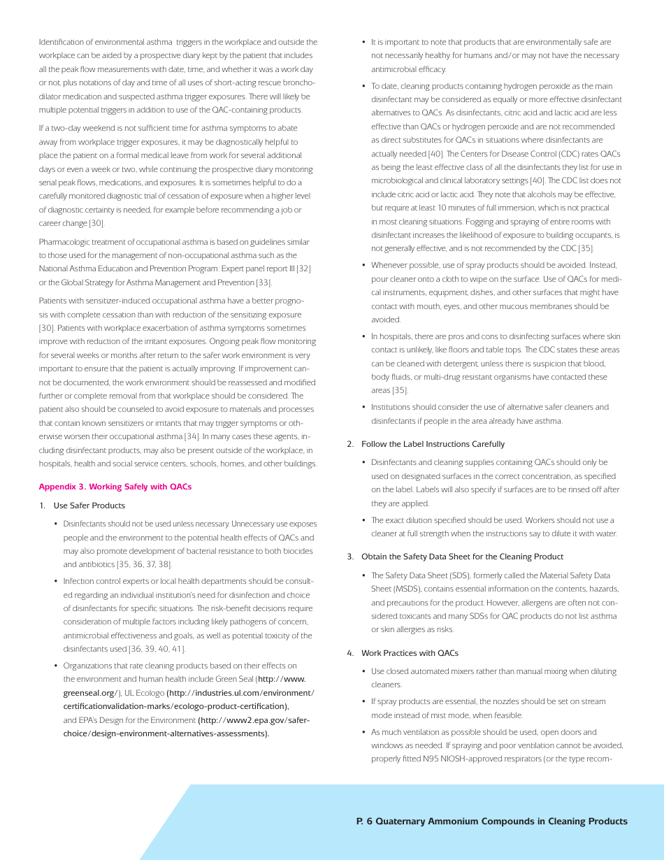 Quaternary Ammonium Compounds in Cleaning Products: Health  Safety Information for Health Professionals, Page 6