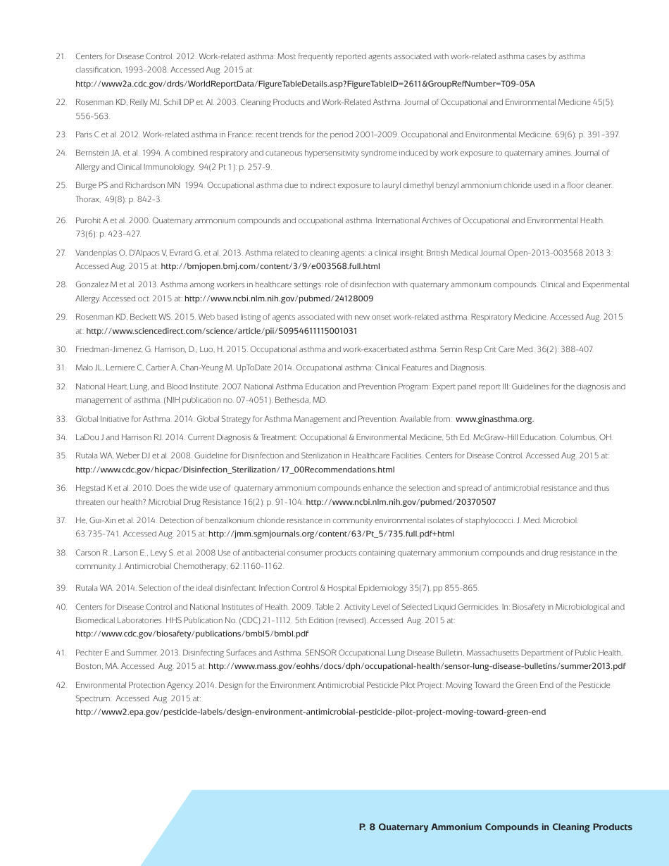 Quaternary Ammonium Compounds in Cleaning Products: Health  Safety Information for Health Professionals, Page 8
