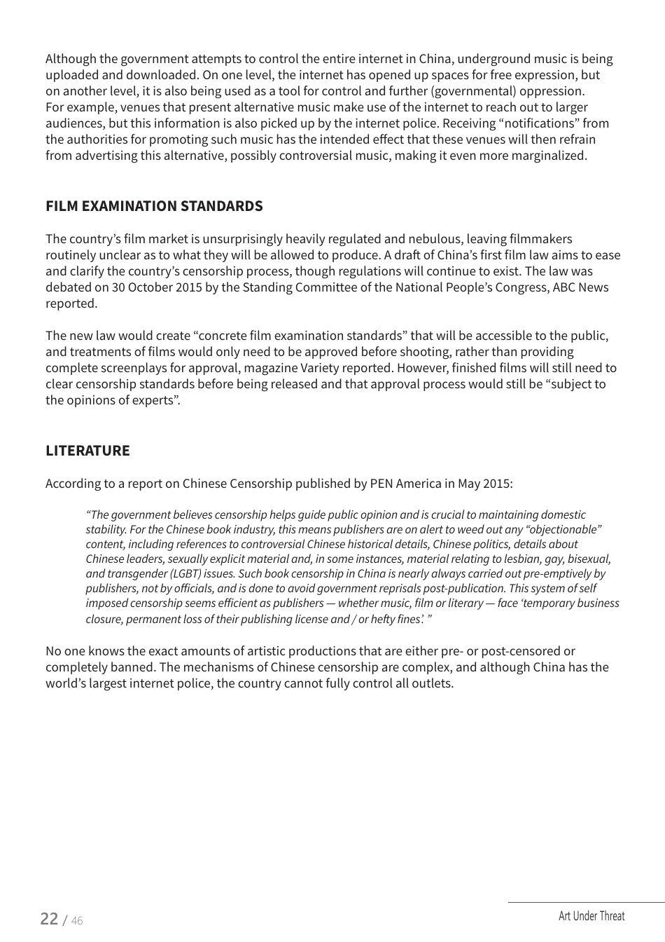Art Under Threat - Freemuse Annual Statistics on Censorship and Attacks on Artistic Freedom in 2015, Page 22