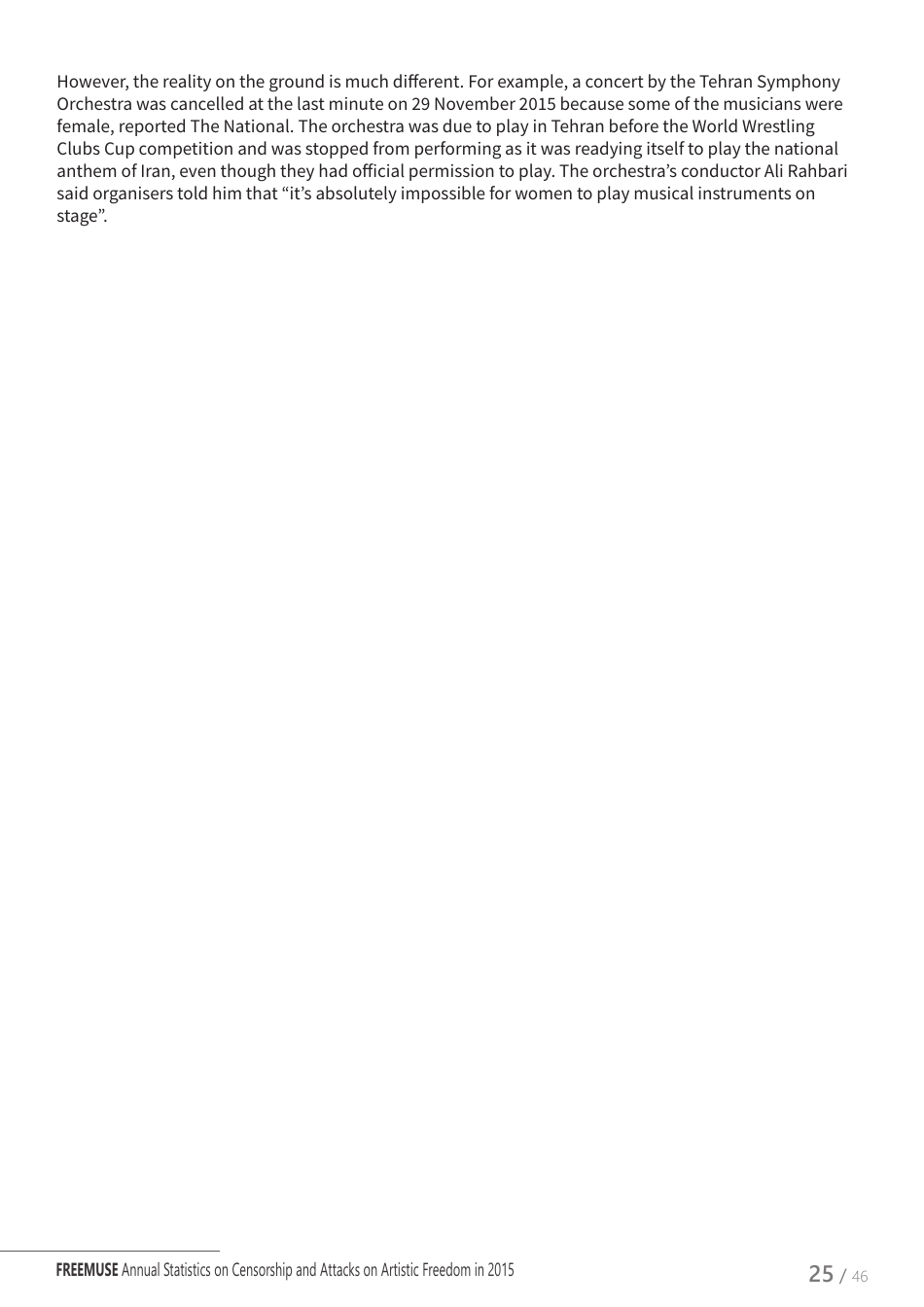 Art Under Threat - Freemuse Annual Statistics on Censorship and Attacks on Artistic Freedom in 2015, Page 25