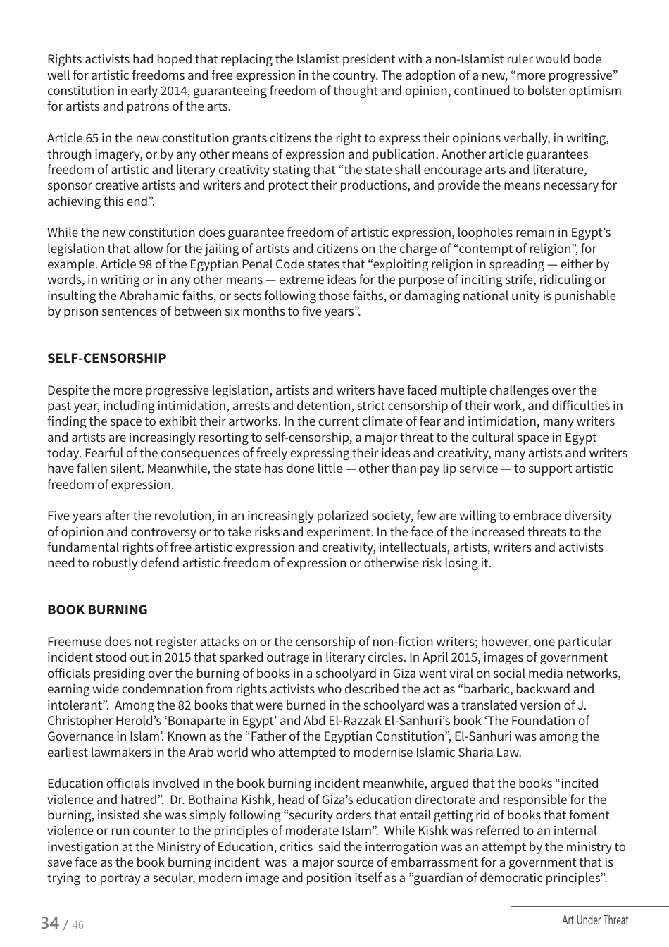 Art Under Threat - Freemuse Annual Statistics on Censorship and Attacks on Artistic Freedom in 2015, Page 34