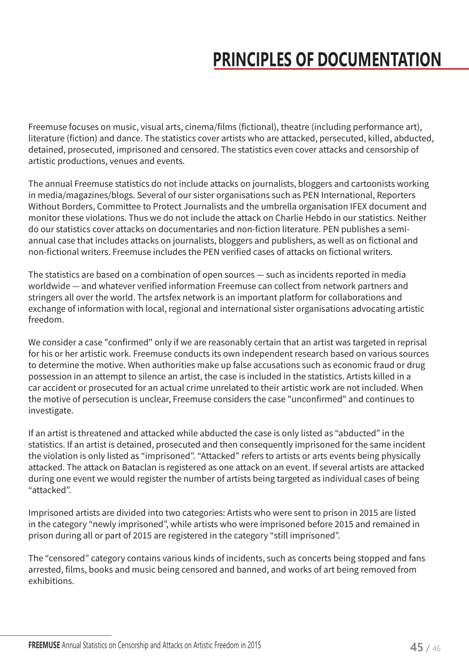 Art Under Threat - Freemuse Annual Statistics on Censorship and Attacks on Artistic Freedom in 2015, Page 45