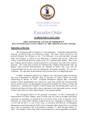 Document preview: Executive Order Number Forty-Nine - Declaration of a State of Emergency Due to Potential Civil Unrest at the Virginia State Capitol - Virginia